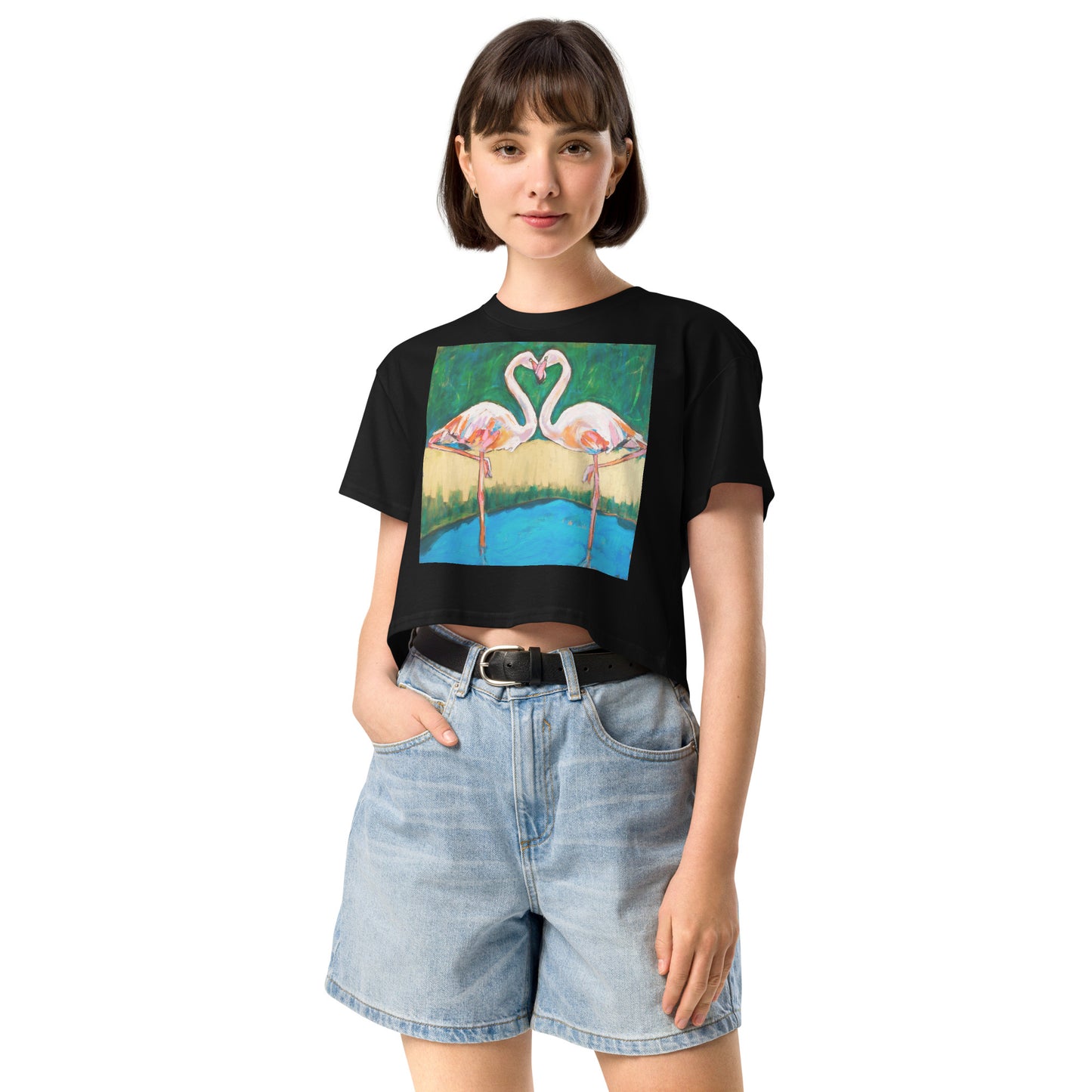 Flamingo Oasis Women’s crop top
