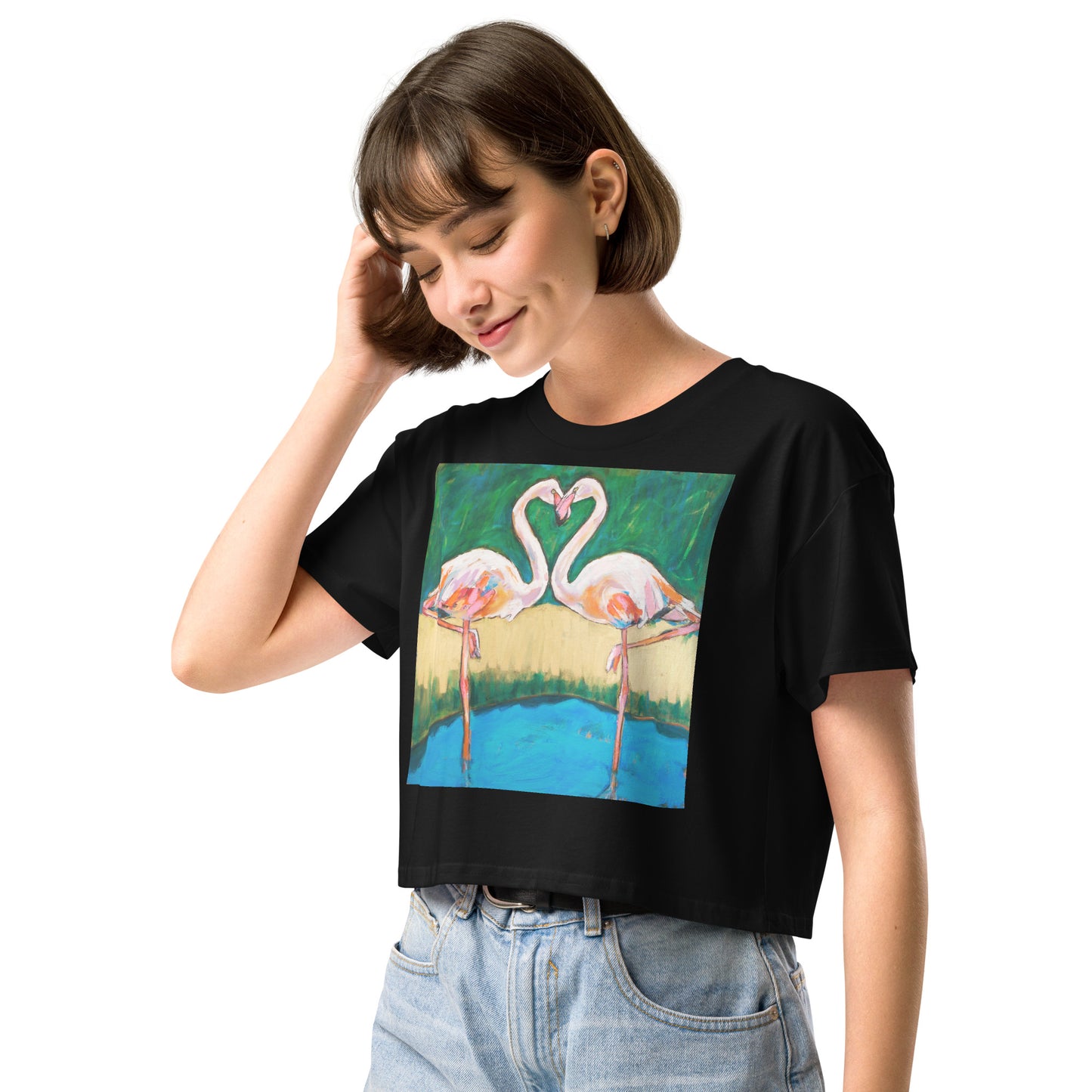 Flamingo Oasis Women’s crop top