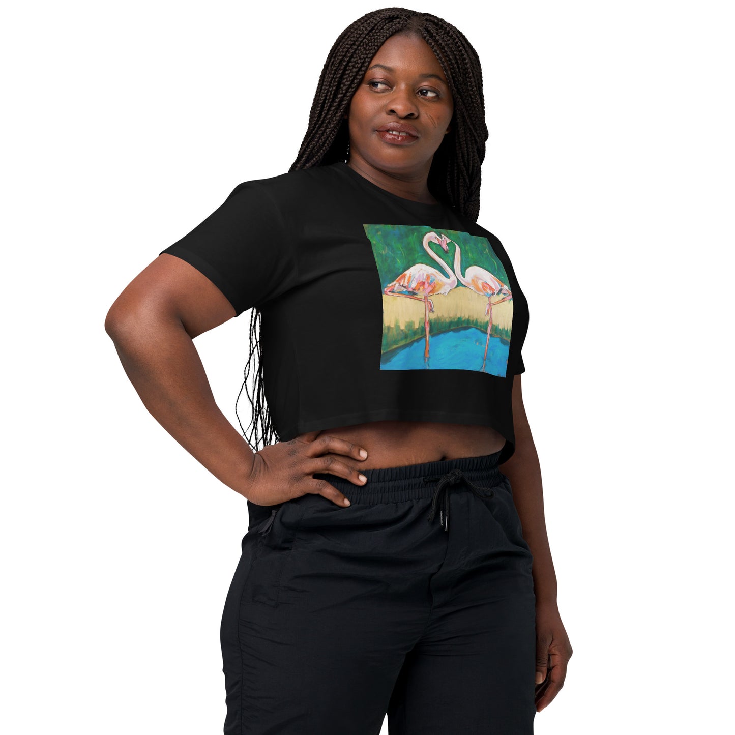 Flamingo Oasis Women’s crop top