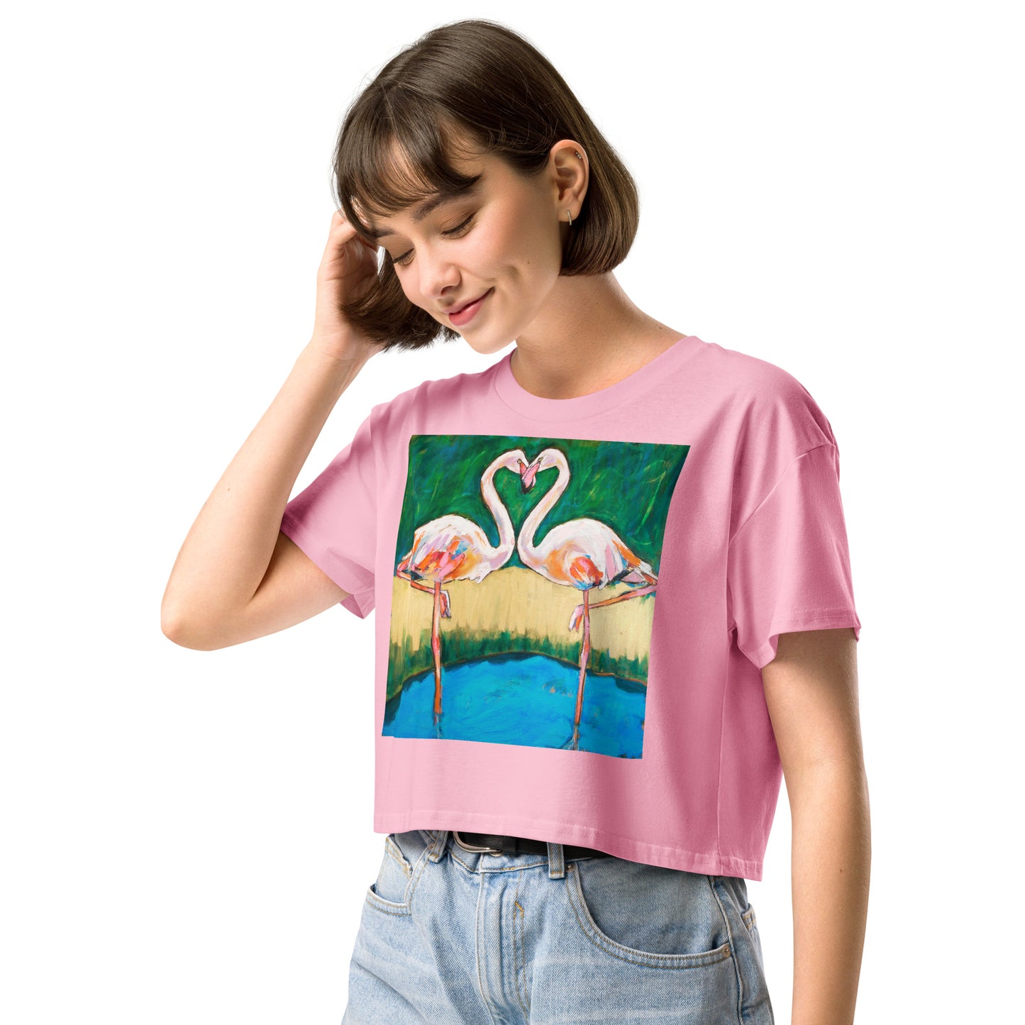 Flamingo Oasis Women’s crop top