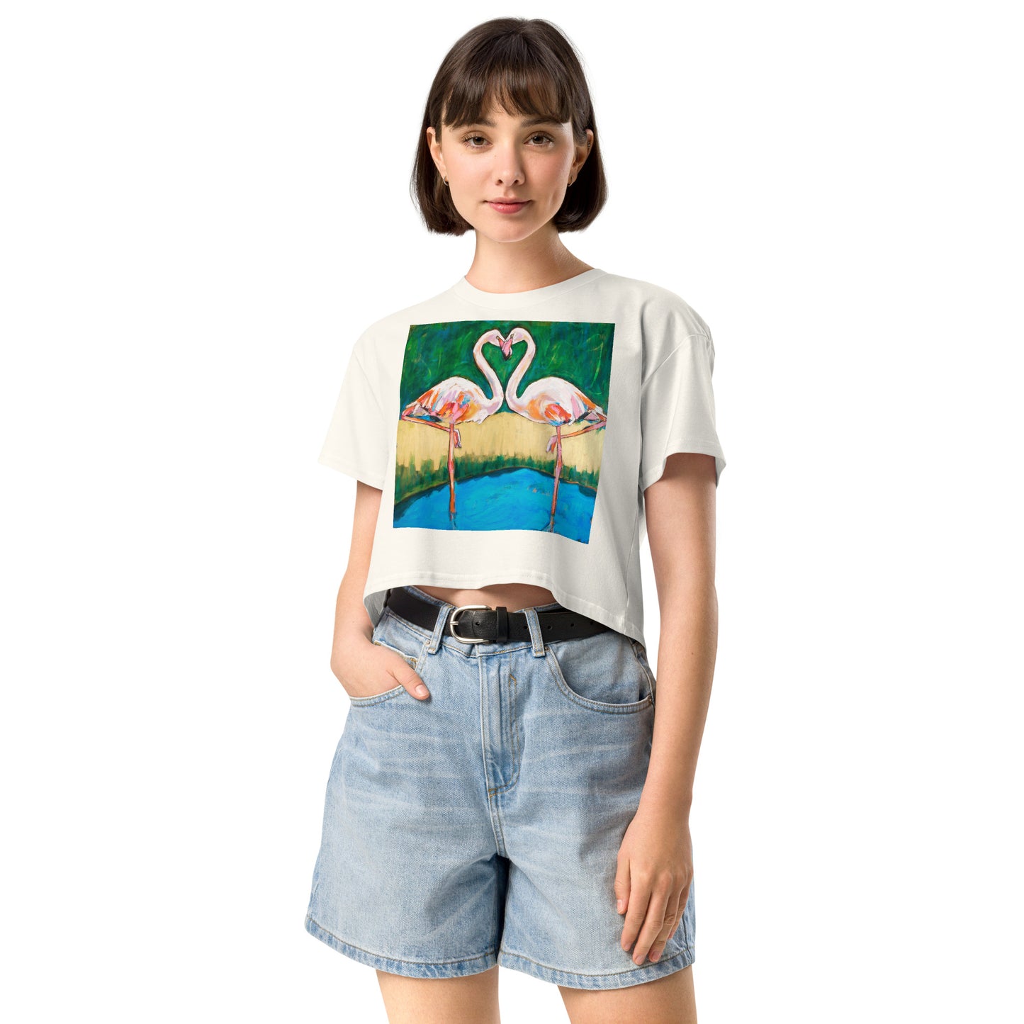 Flamingo Oasis Women’s crop top