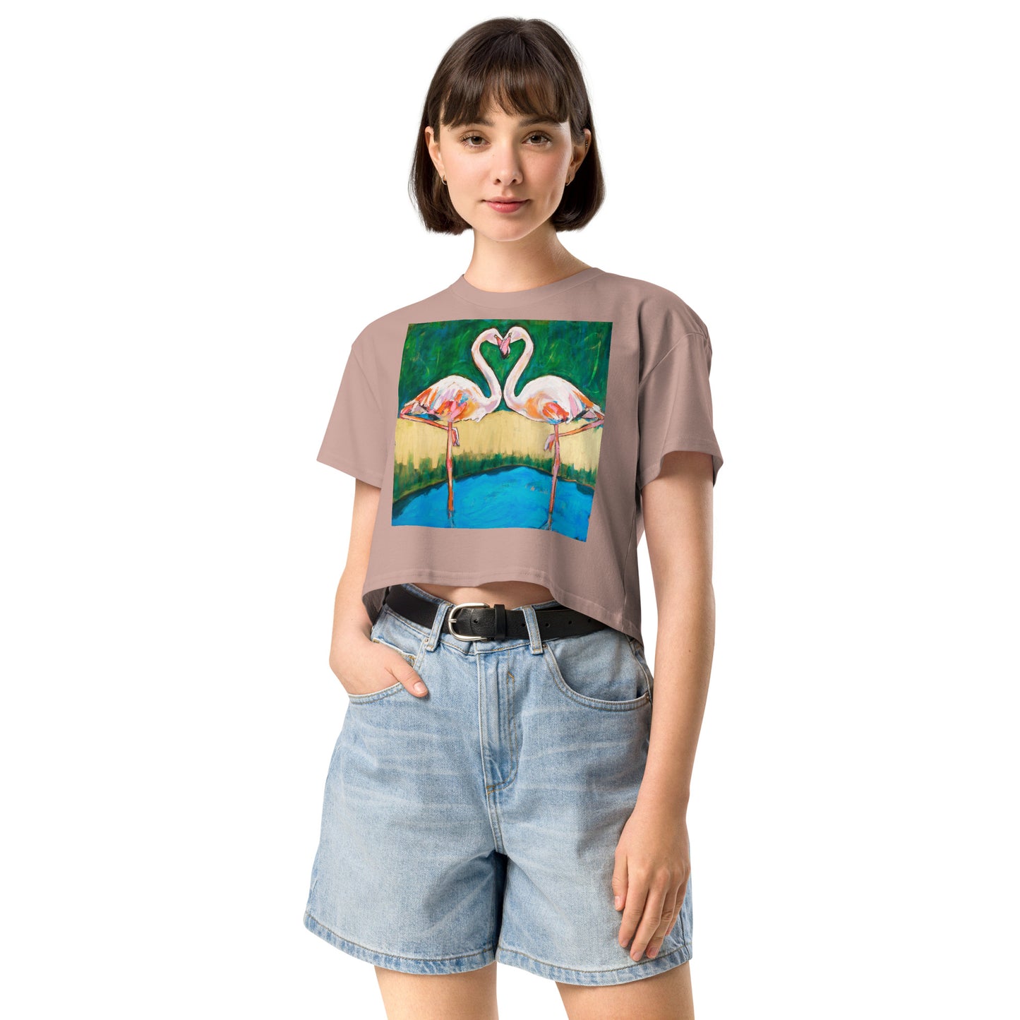 Flamingo Oasis Women’s crop top