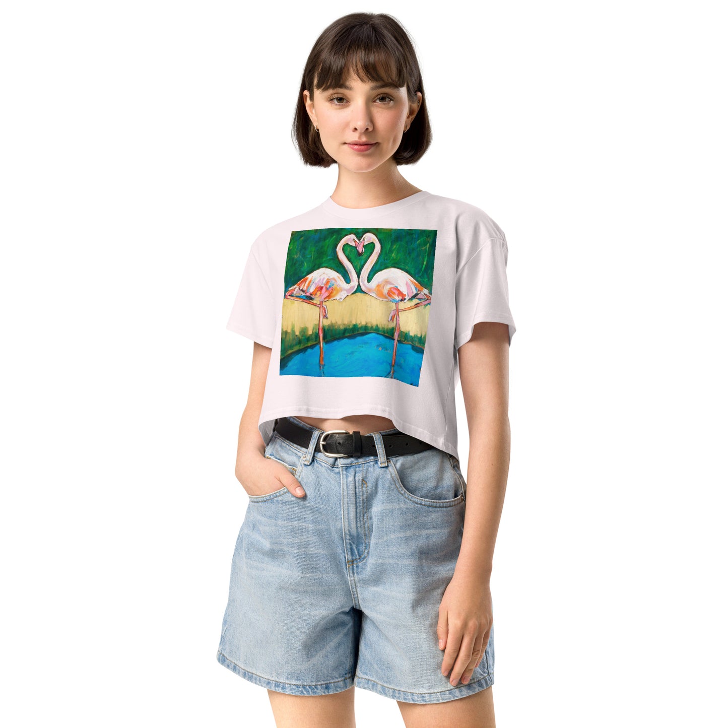 Flamingo Oasis Women’s crop top