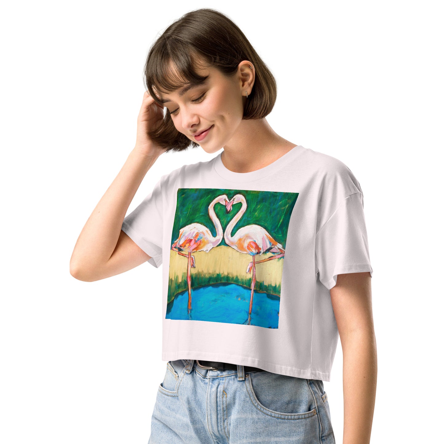 Flamingo Oasis Women’s crop top