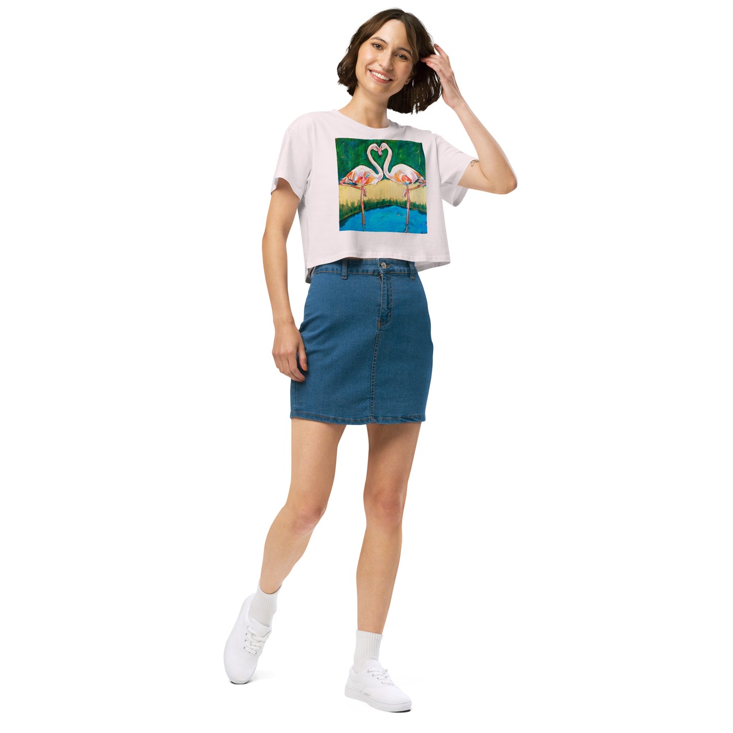 Flamingo Oasis Women’s crop top