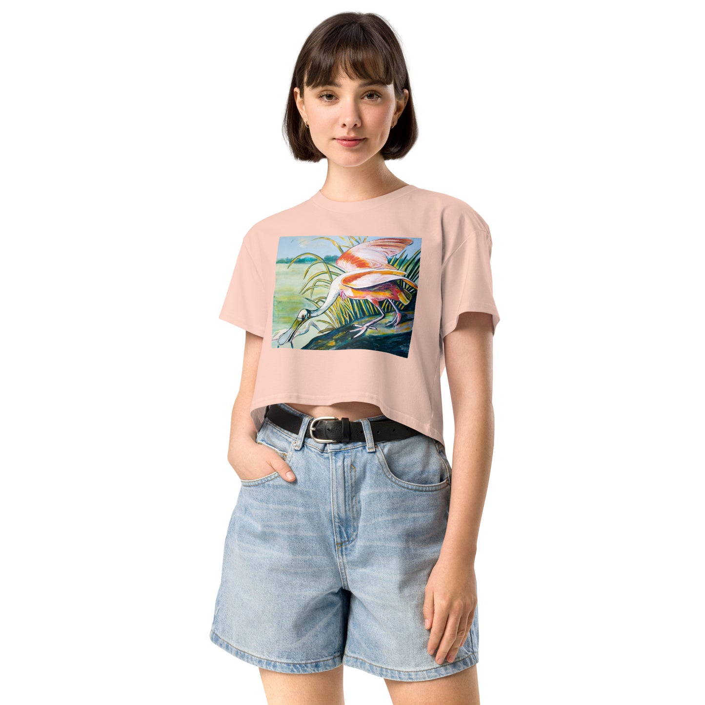 Roseate Spoonbills in the Marsh Women’s crop top