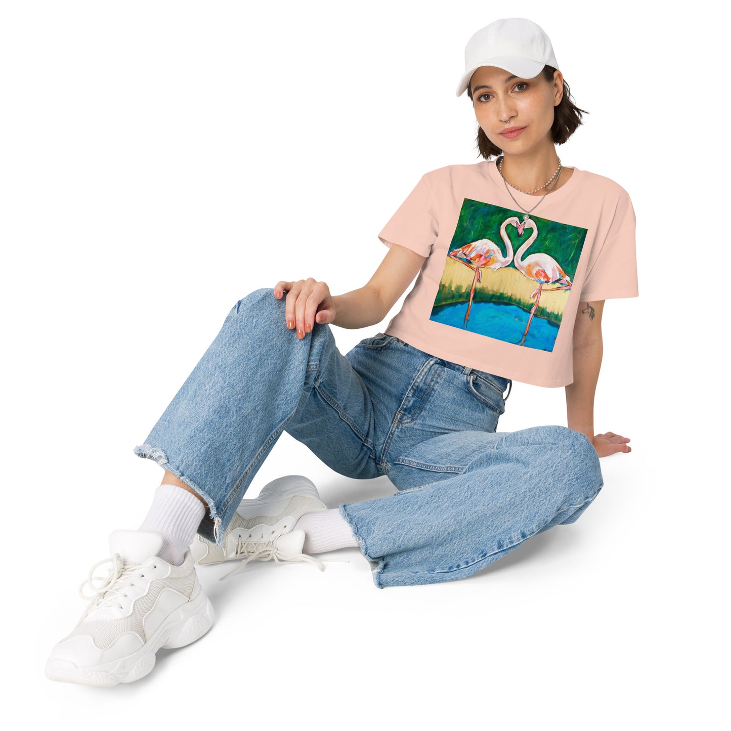 Flamingo Oasis Women’s crop top