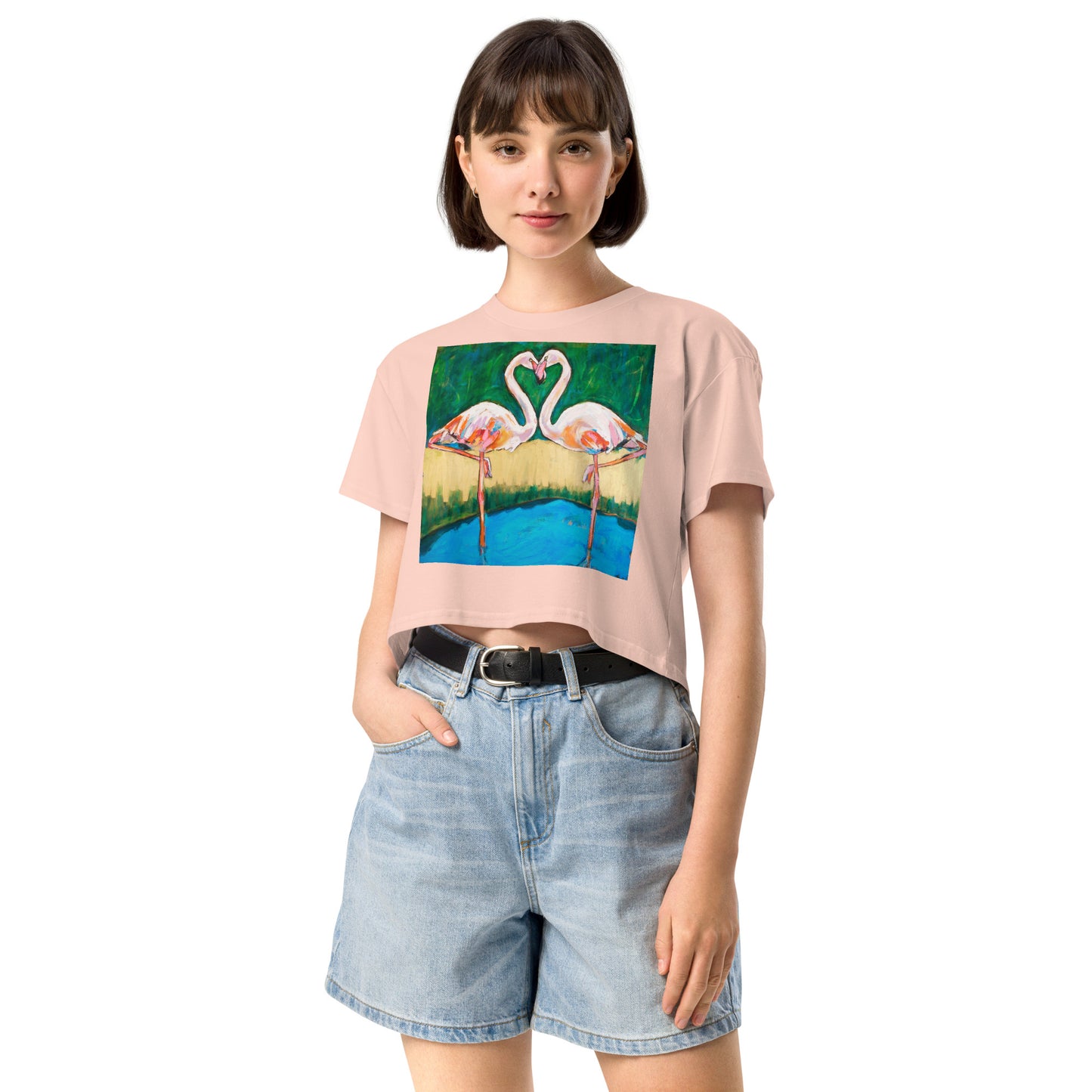 Flamingo Oasis Women’s crop top