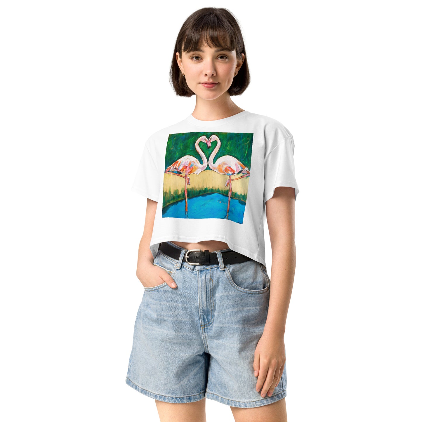 Flamingo Oasis Women’s crop top