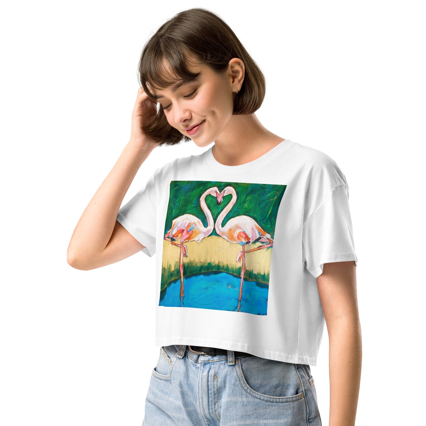 Flamingo Oasis Women’s crop top