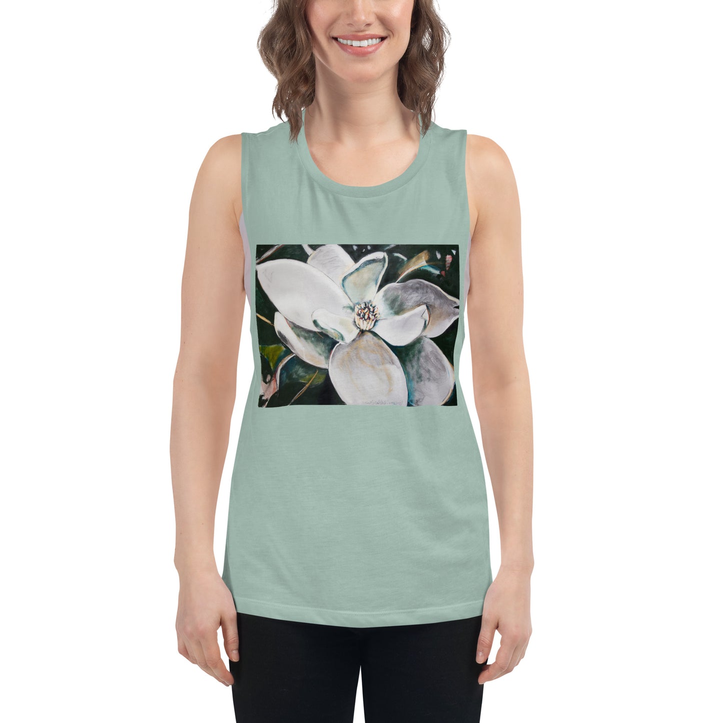 Magnolia with Her Heart Open Ladies’ Muscle Tank