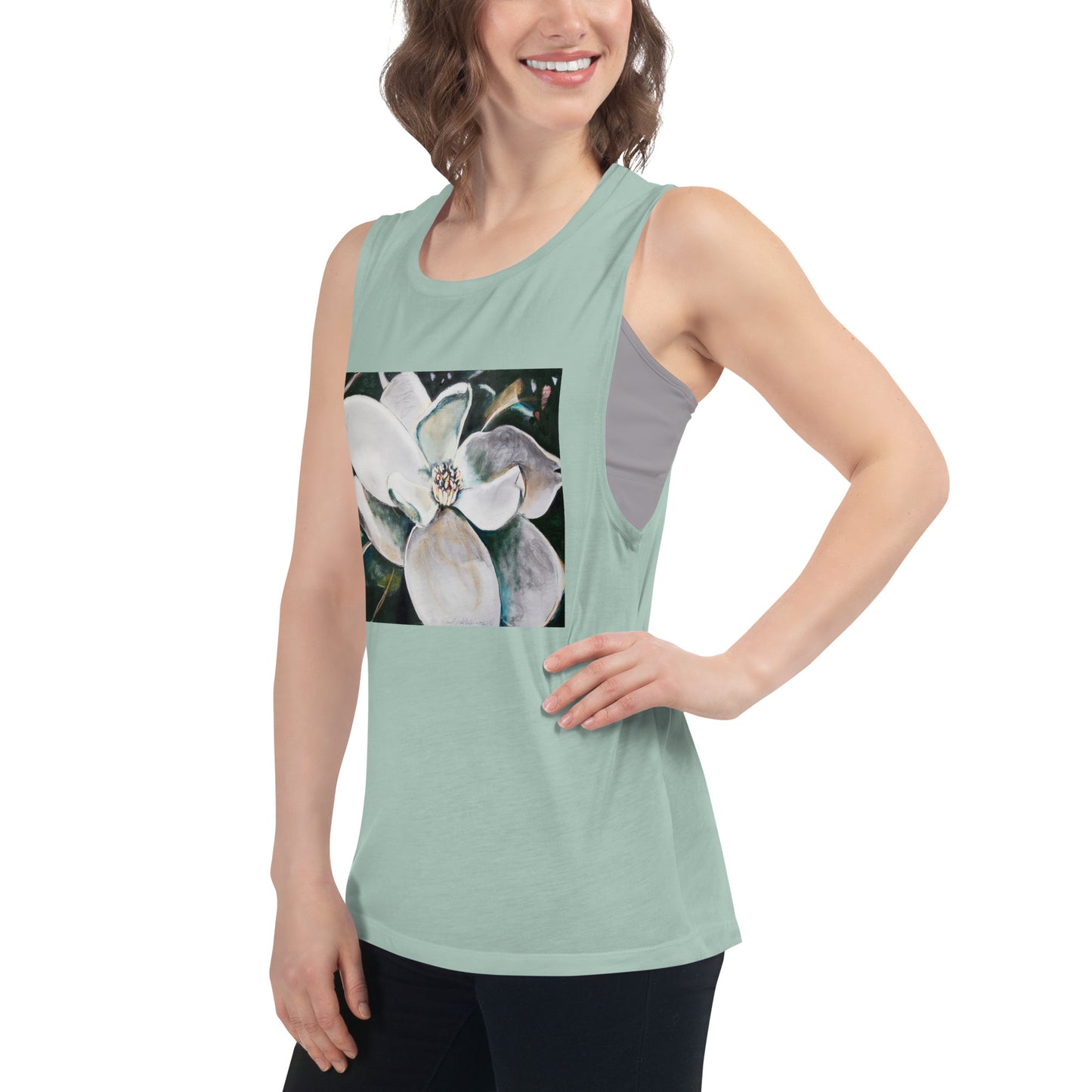 Magnolia with Her Heart Open Ladies’ Muscle Tank