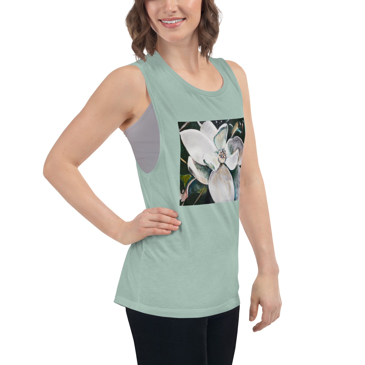 Magnolia with Her Heart Open Ladies’ Muscle Tank