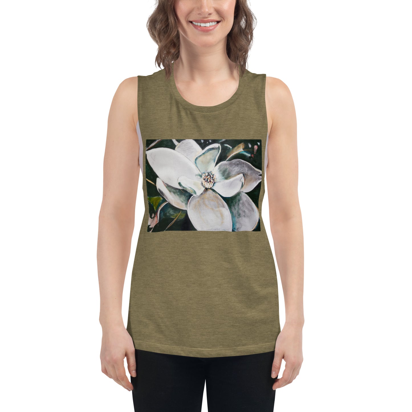 Magnolia with Her Heart Open Ladies’ Muscle Tank