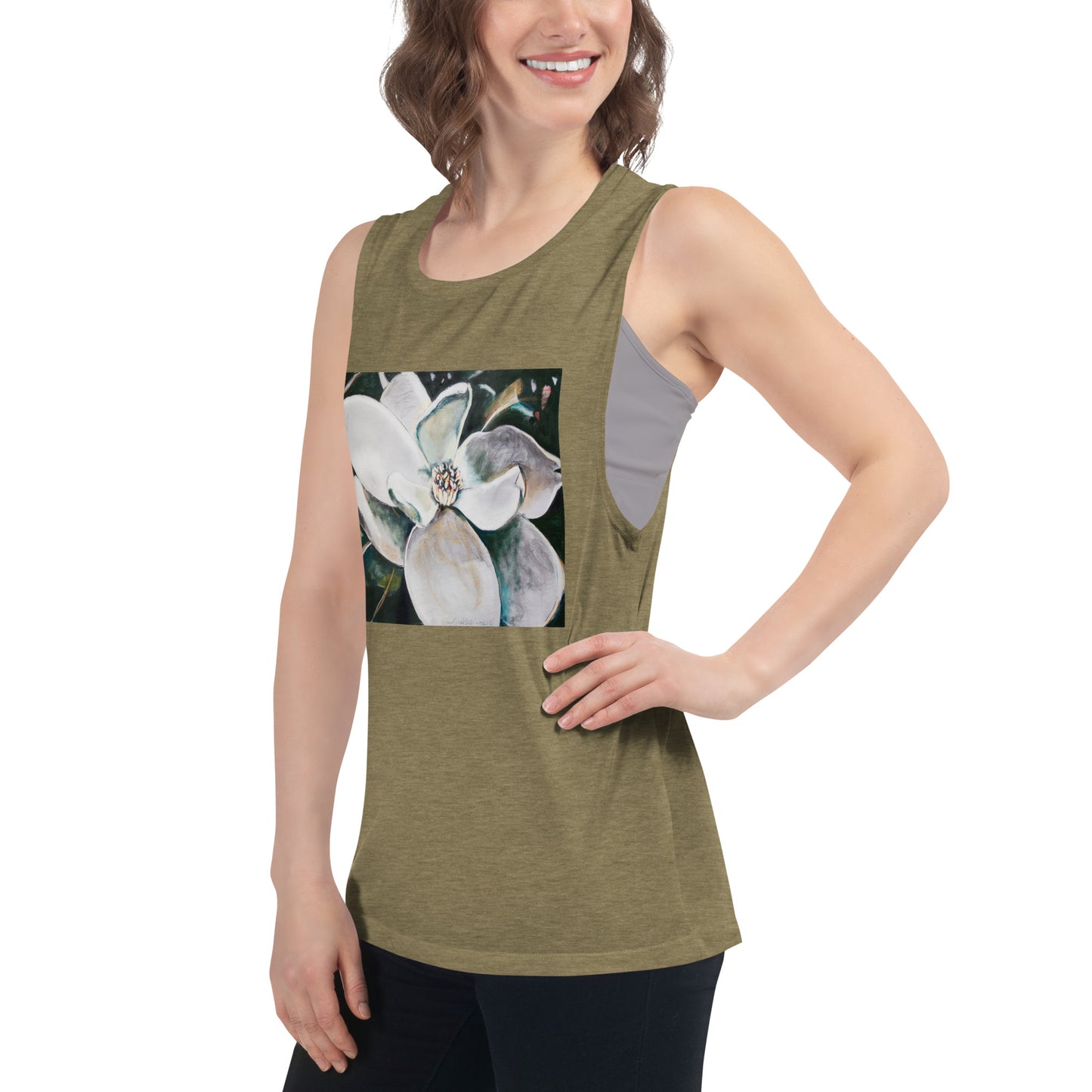 Magnolia with Her Heart Open Ladies’ Muscle Tank