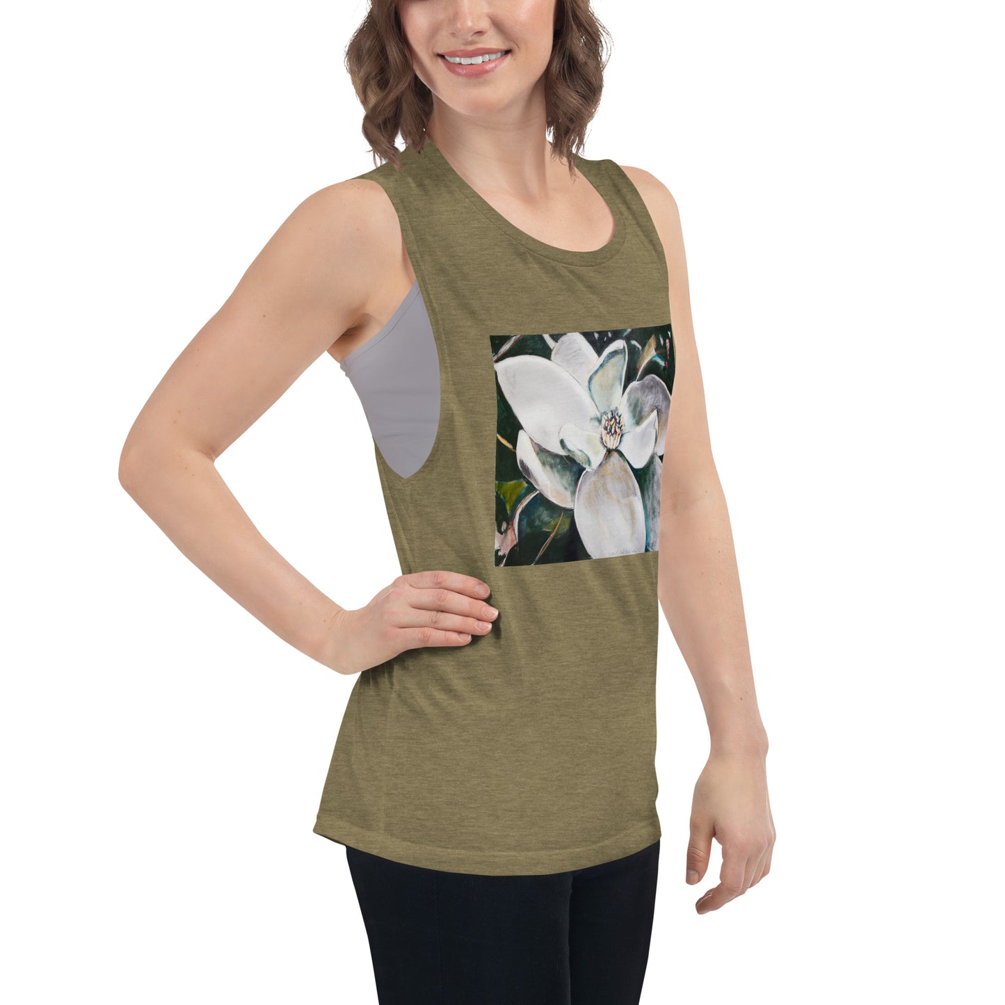 Magnolia with Her Heart Open Ladies’ Muscle Tank