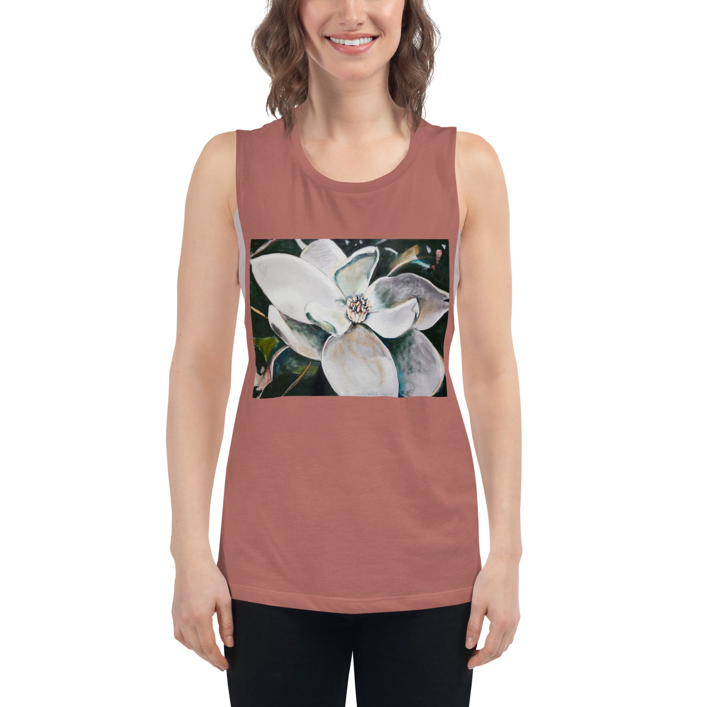 Magnolia with Her Heart Open Ladies’ Muscle Tank