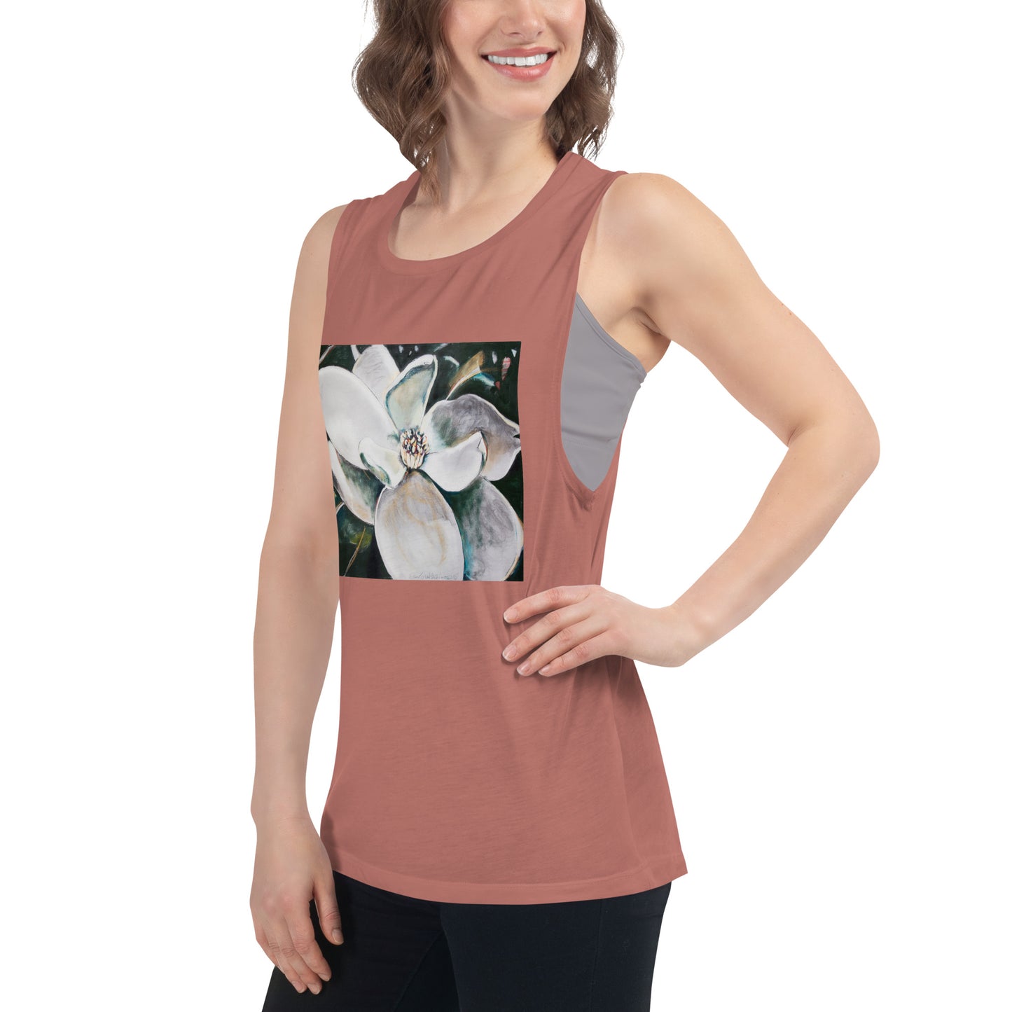 Magnolia with Her Heart Open Ladies’ Muscle Tank
