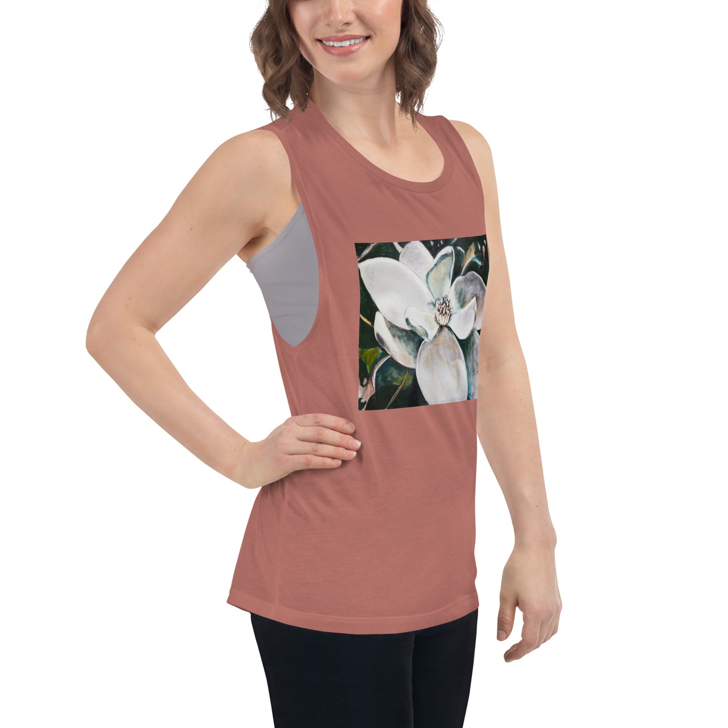 Magnolia with Her Heart Open Ladies’ Muscle Tank