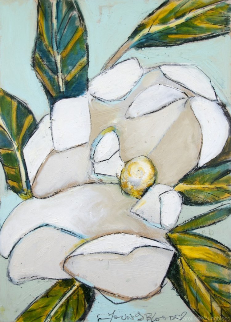 VERTICAL LOUISIANA MAGNOLIA WITH SOFT TEAL