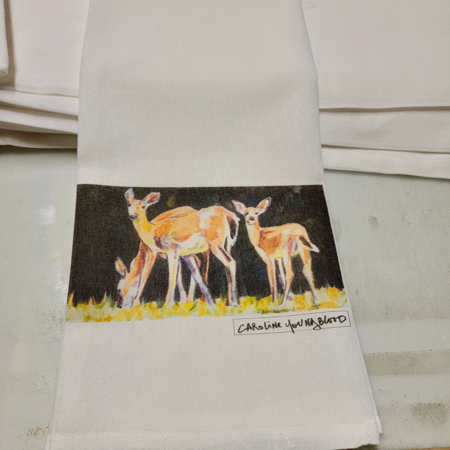 Deer Family Tea Towel
