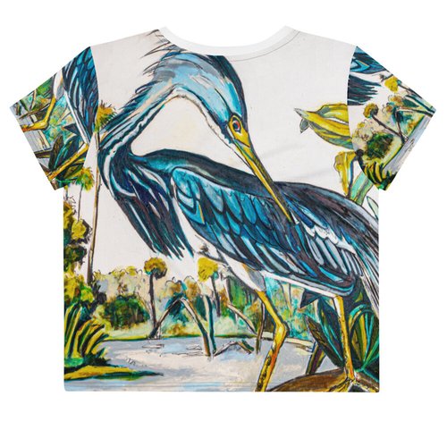 Blue Heron All-Over Print Crop Tee