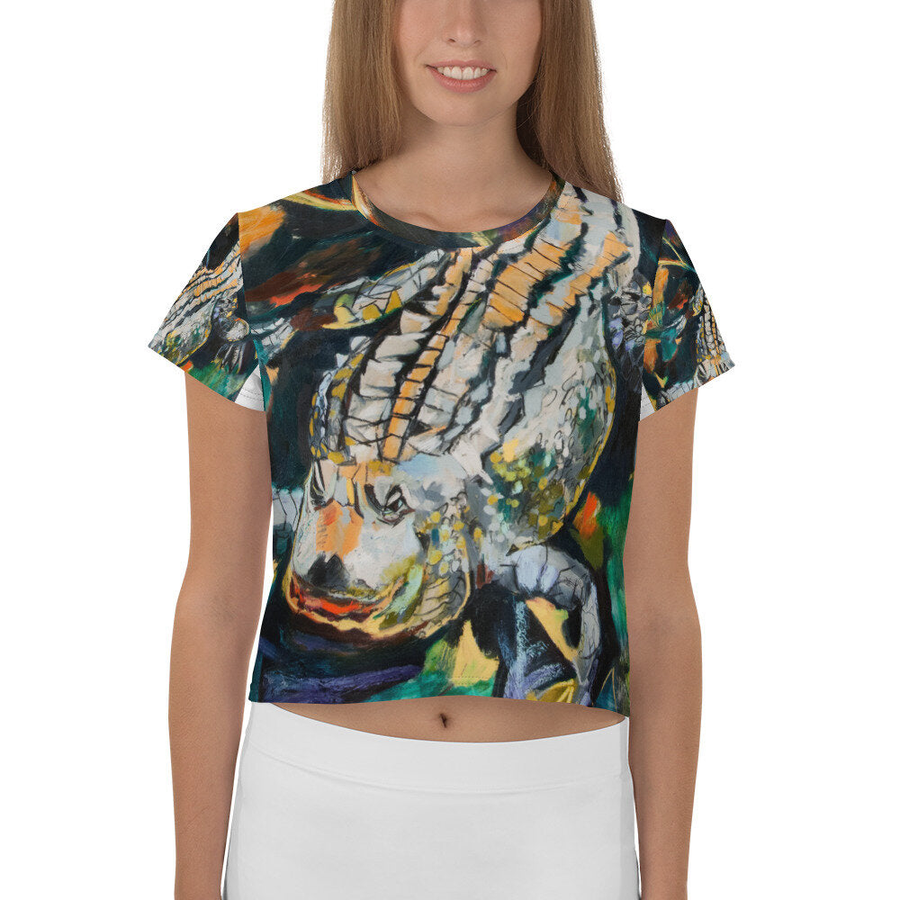 Fierce Gator All-Over Print Crop Tee