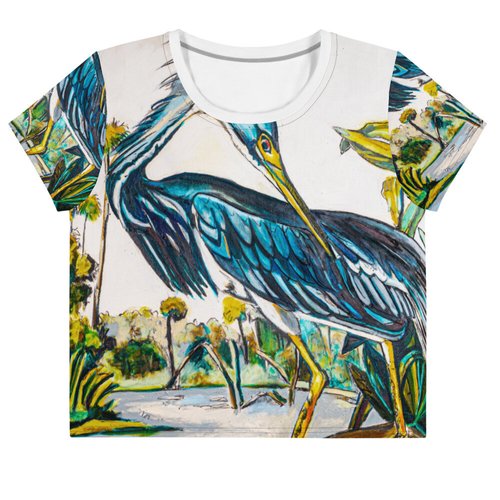 Blue Heron All-Over Print Crop Tee