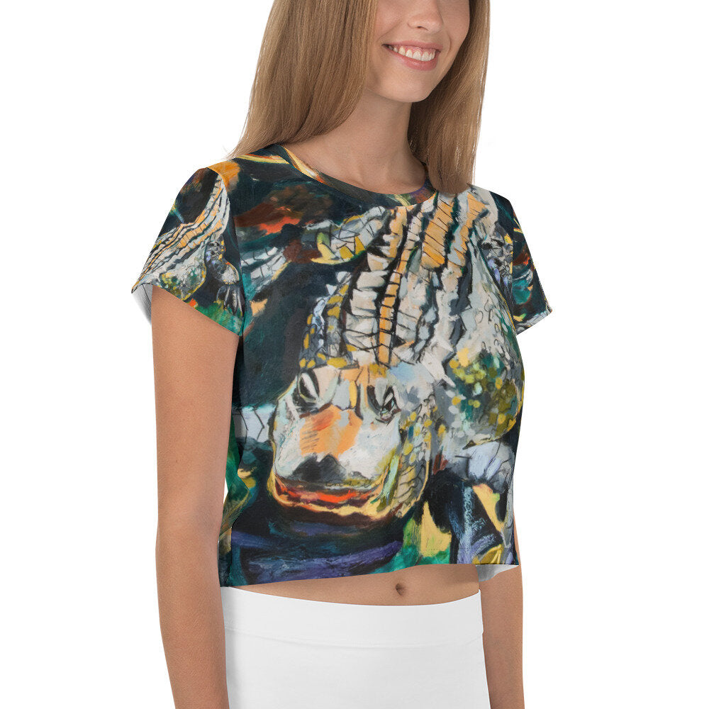 Fierce Gator All-Over Print Crop Tee