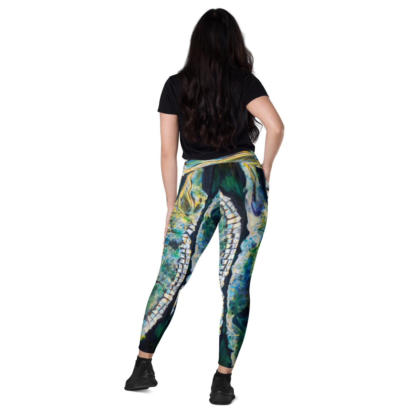 Psychedelic Gator Crossover leggings with pockets