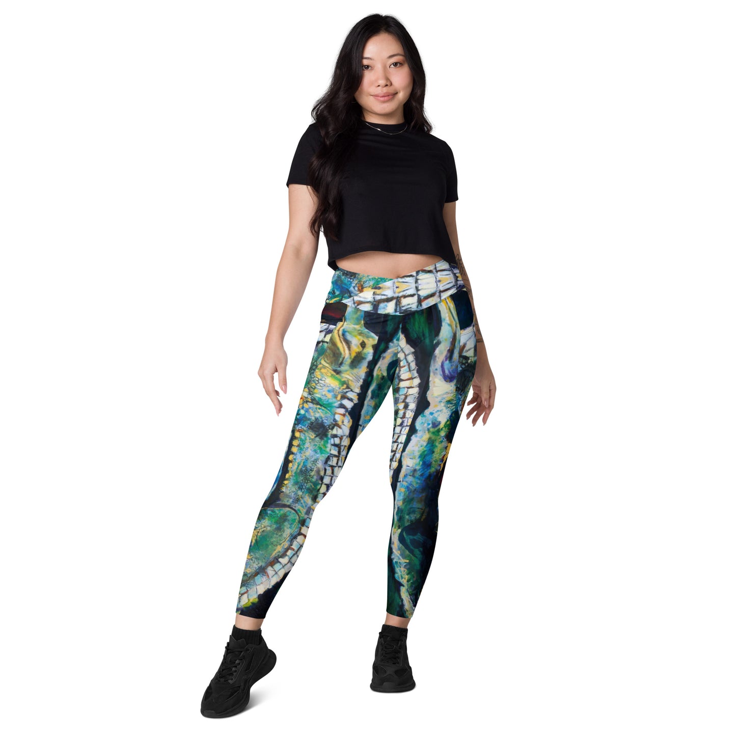 Psychedelic Gator Crossover leggings with pockets