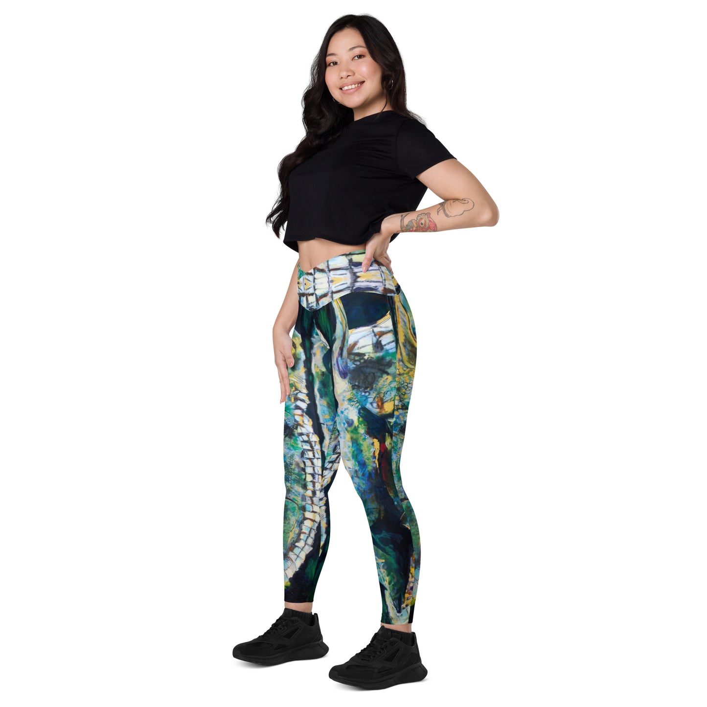 Psychedelic Gator Crossover leggings with pockets