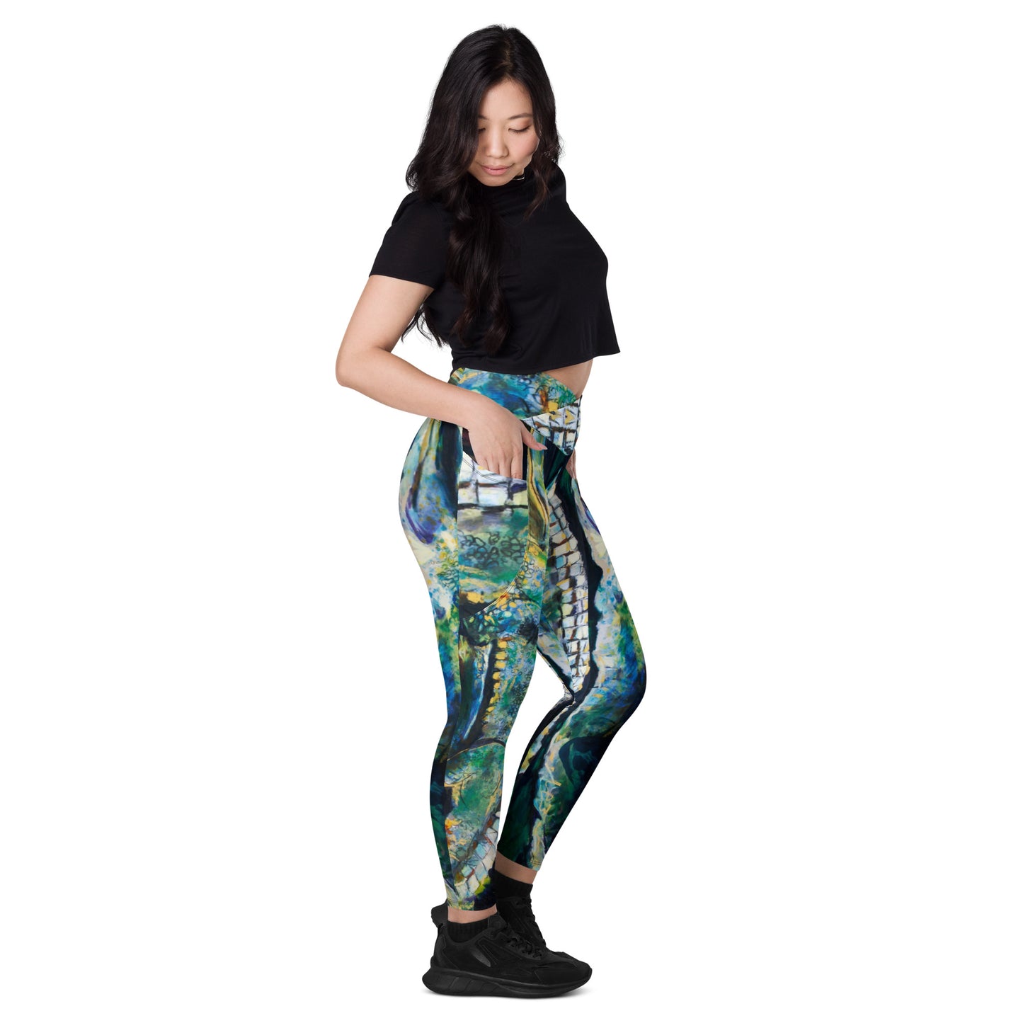 Psychedelic Gator Crossover leggings with pockets