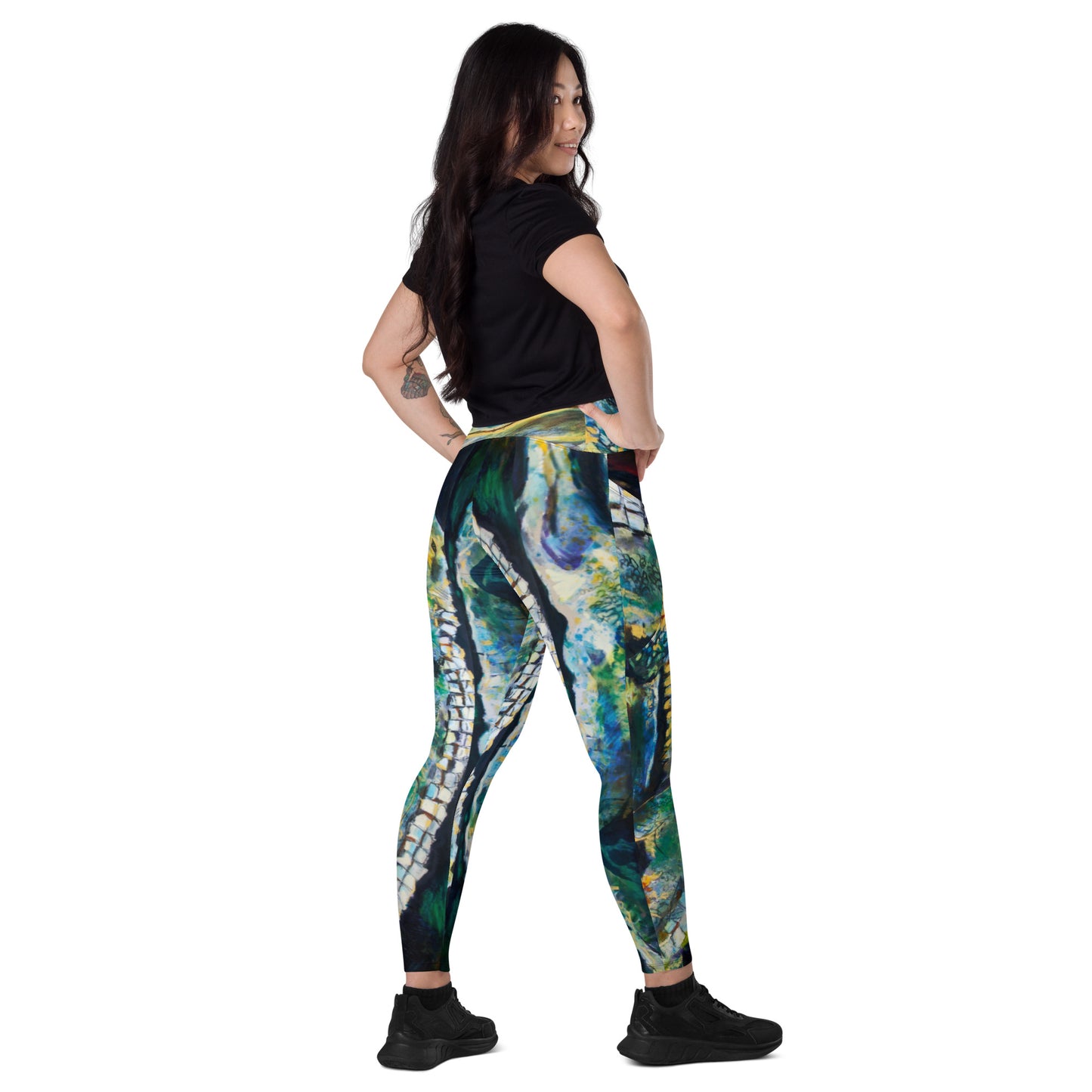 Psychedelic Gator Crossover leggings with pockets