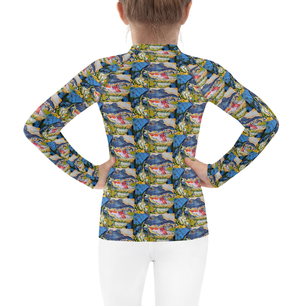 Gator in Wildflowers Kids Rash Guard