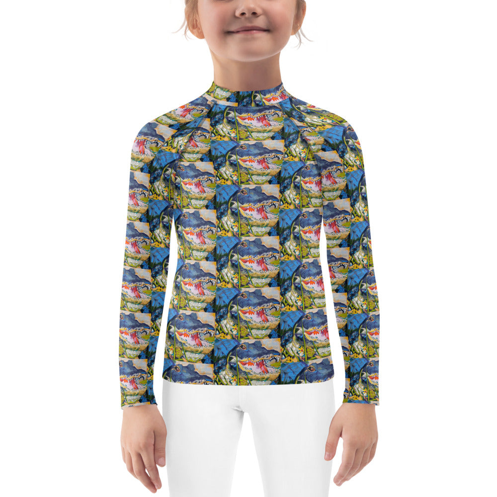 Gator in Wildflowers Kids Rash Guard