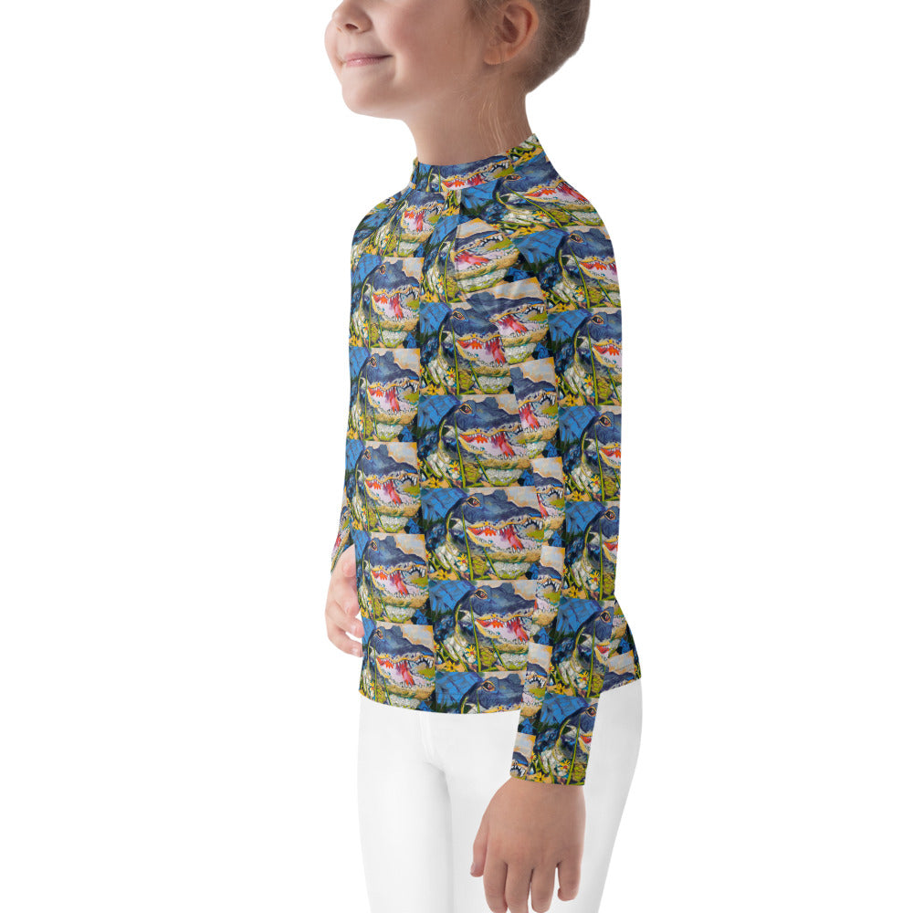 Gator in Wildflowers Kids Rash Guard