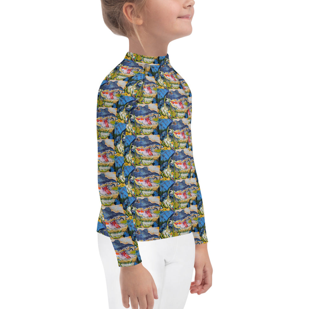 Gator in Wildflowers Kids Rash Guard