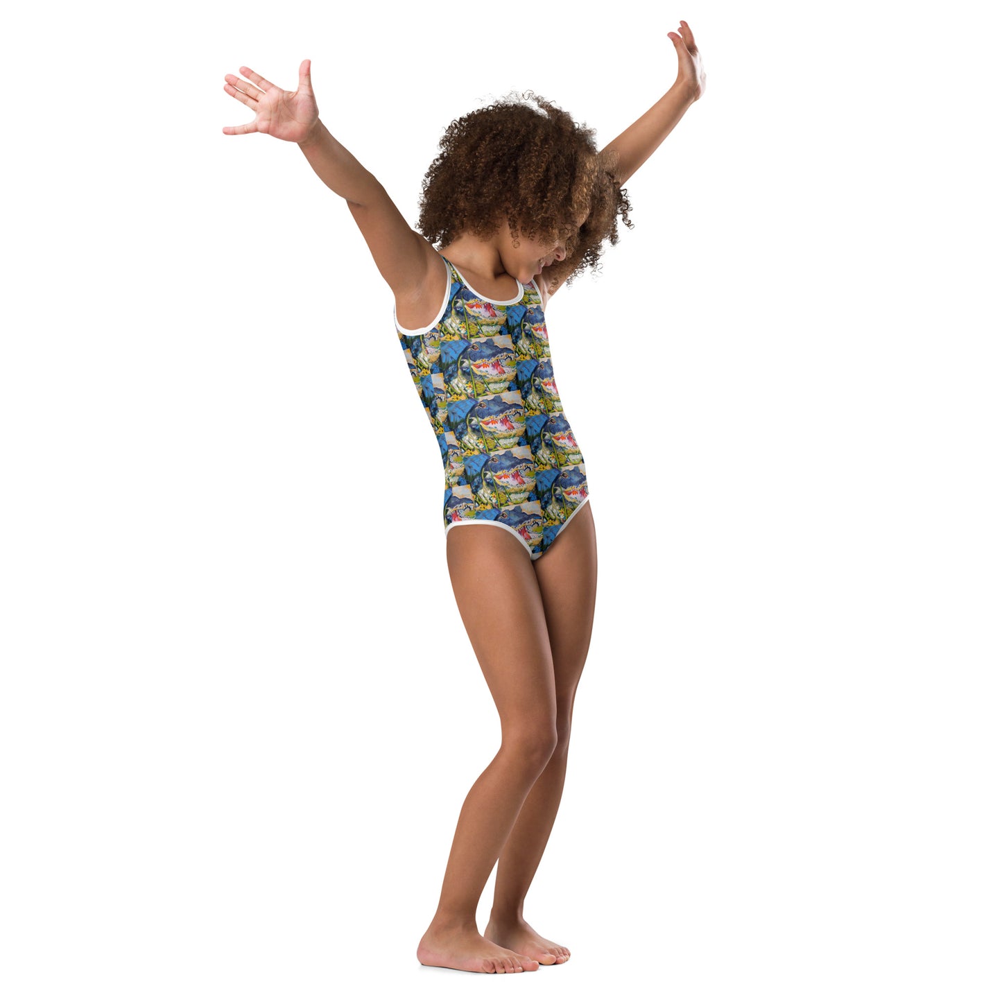 Gator in Wildflowers All-Over Print Kids Swimsuit