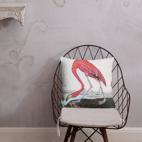 Pink Flamingo Pattern Premium Pillow