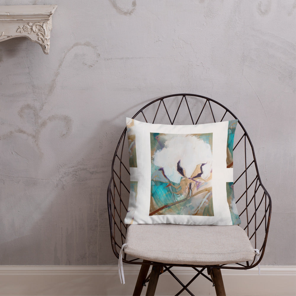 Cotton with Teal Splash III Premium Pillow