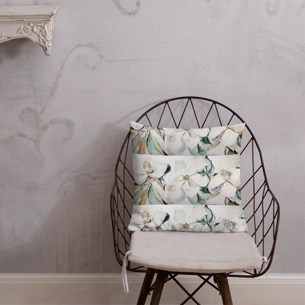 Soft Magnolia Triptych Premium Pillow