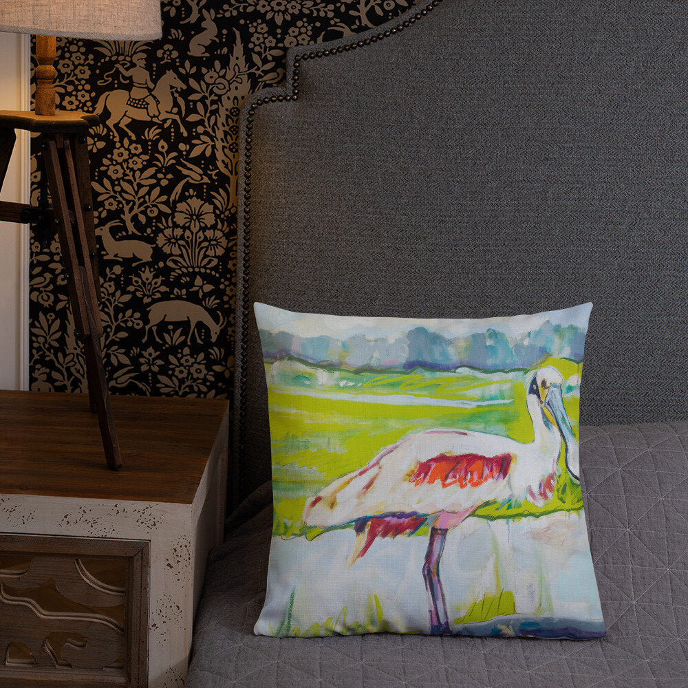 Roseate Spoonbill in His Sanctuary Premium Pillow