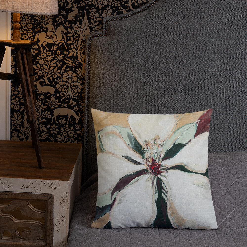 Metallic Gold Magnolia Premium Pillow