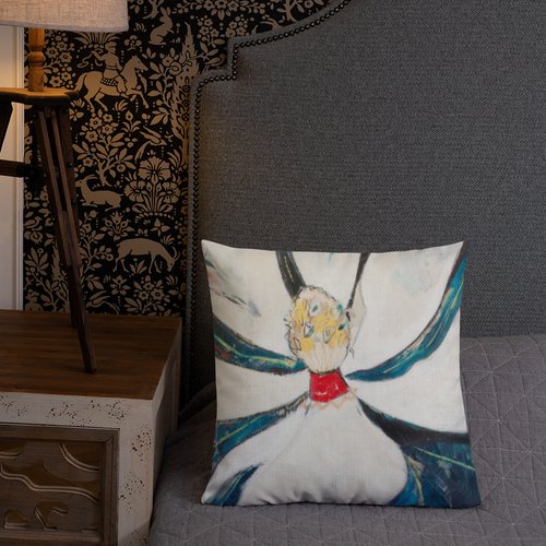 Cubist Magnolia with Red Center Premium Pillow