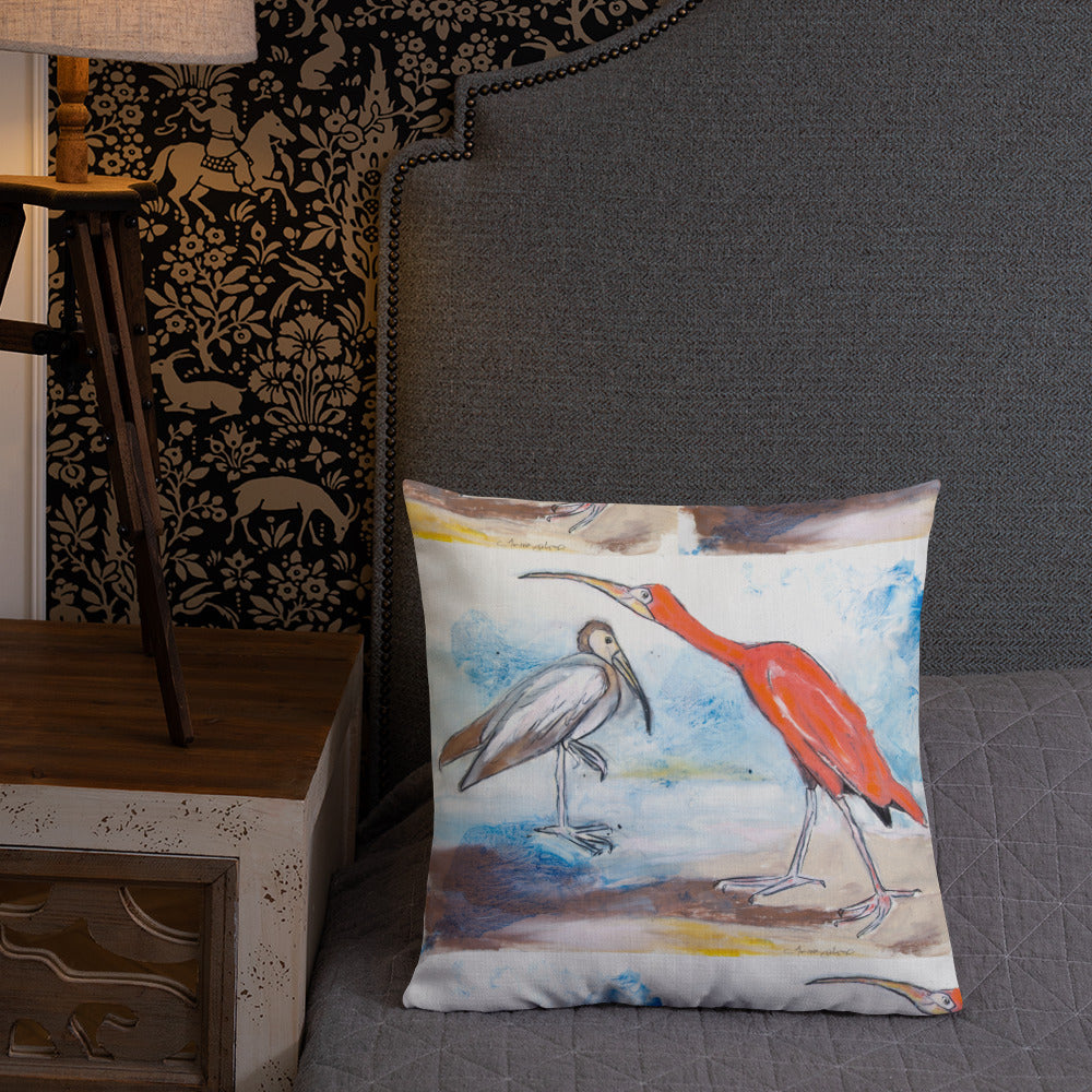 Scarlet Ibis and Friend Premium Pillow