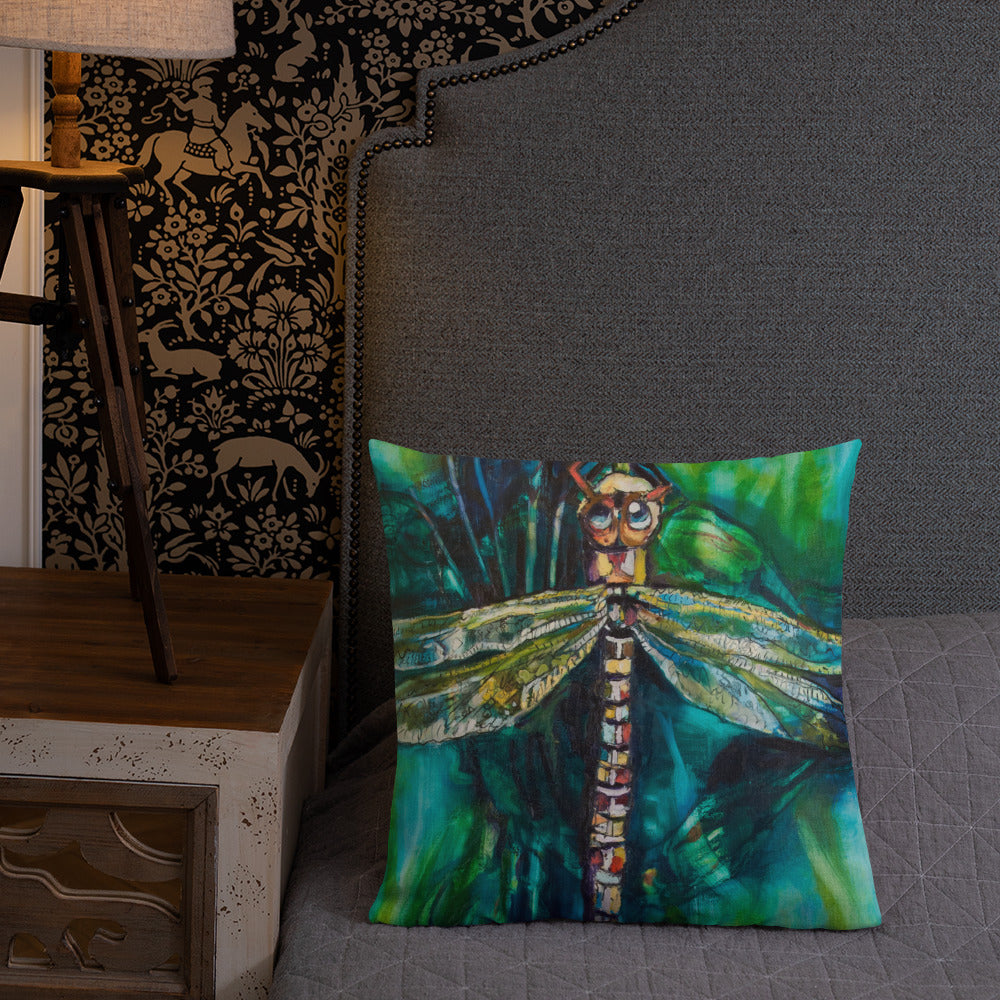 Green Dragonfly Premium Pillow