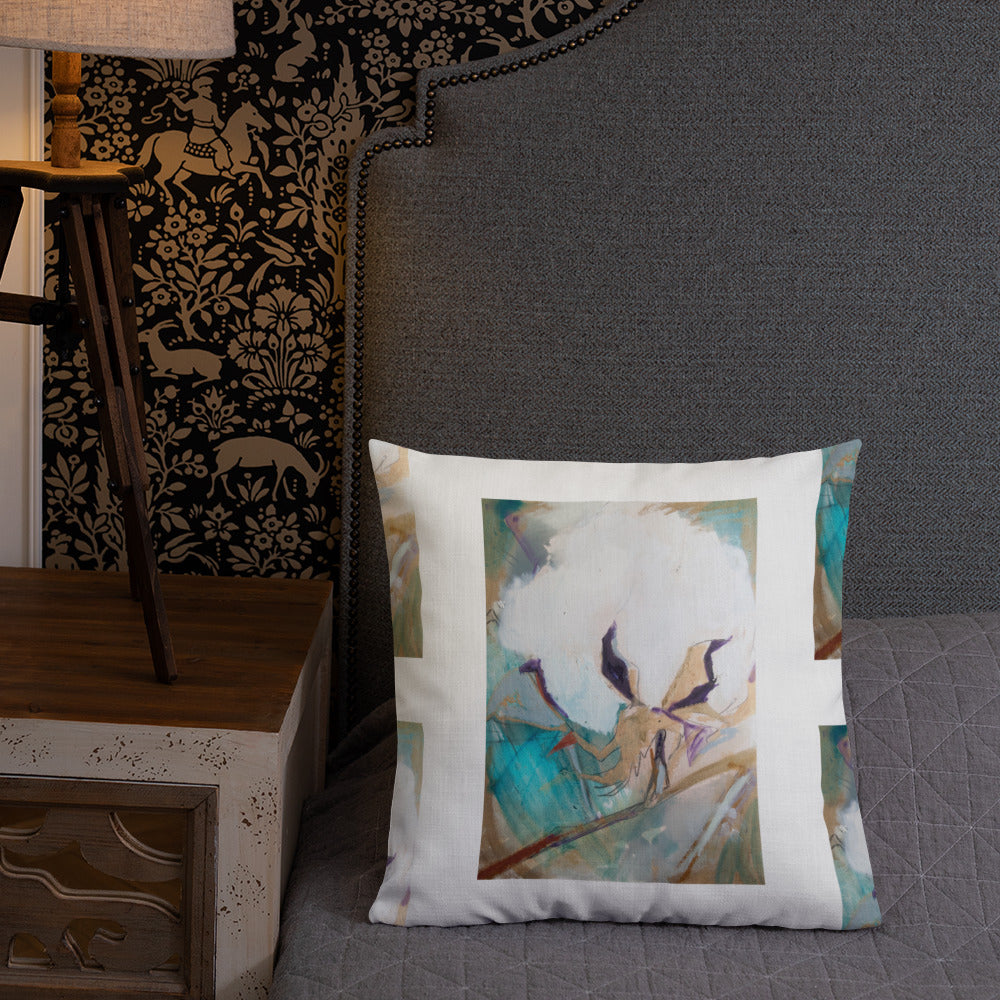 Cotton with Teal Splash III Premium Pillow