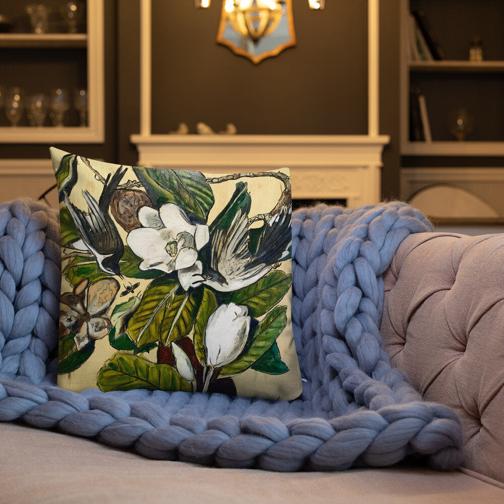 Cuckoos with Magnolia Premium Pillow