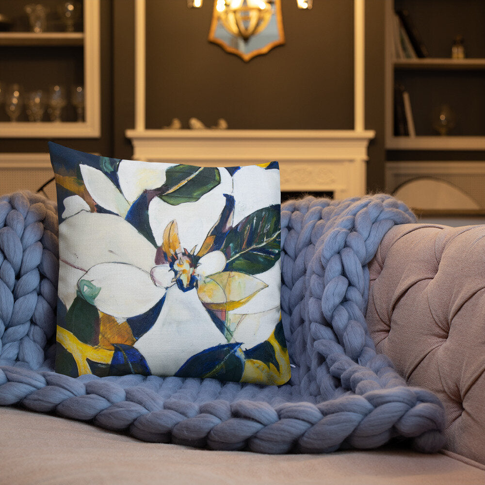 Navy Magnolia Premium Pillow